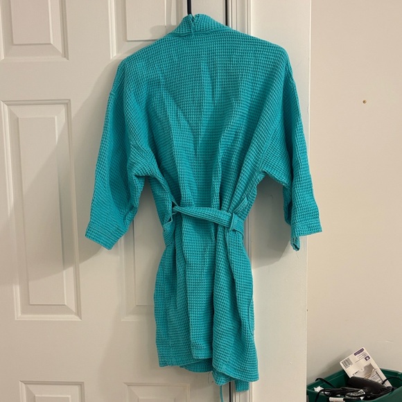 Turquoise Waffle Knit Robe - Picture 5 of 9